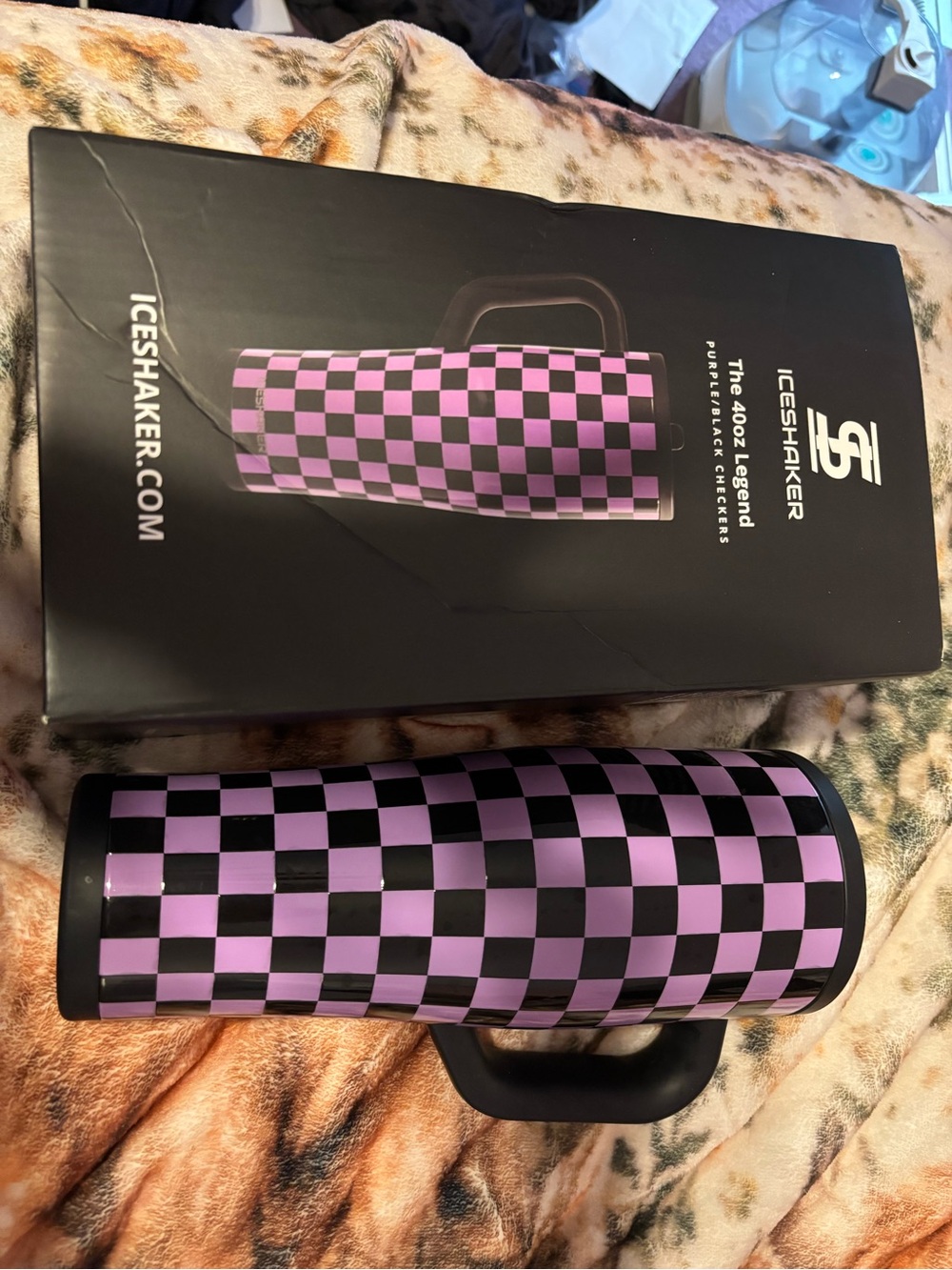 40 oz purple checkers ice shaker
